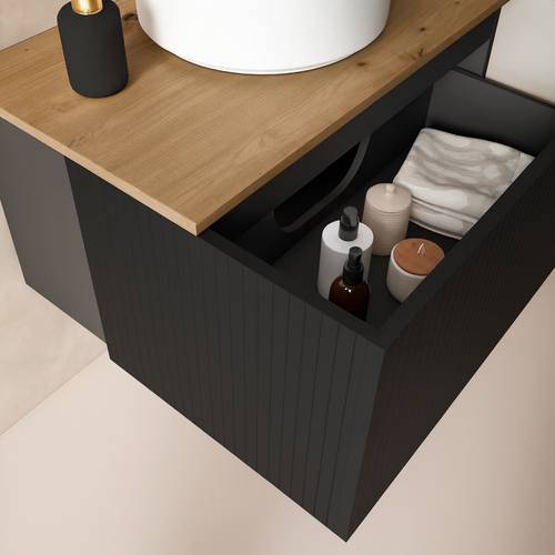 Ensemble Meuble Bari + Vasque Céramique Flat - 100cm Noir