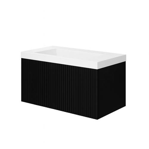 Ensemble Meuble Bari + Vasque Céramique Flat - 100cm Noir