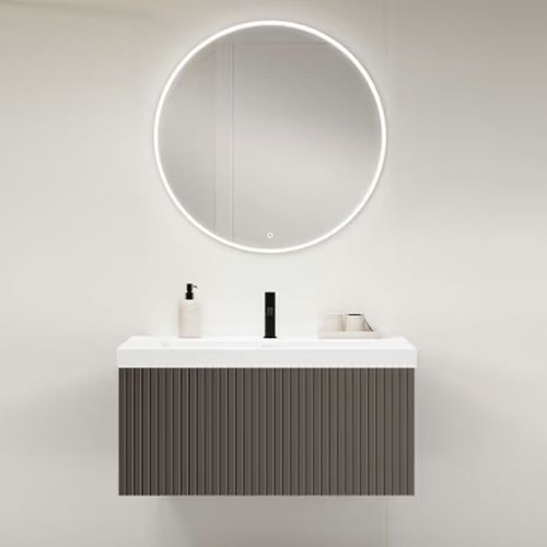 Ensemble Meuble Bari + Vasque Céramique Flat - 100cm Ceniza