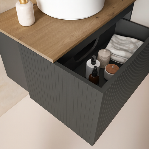 Ensemble Meuble Bari + Vasque Céramique Flat - 100cm Ceniza