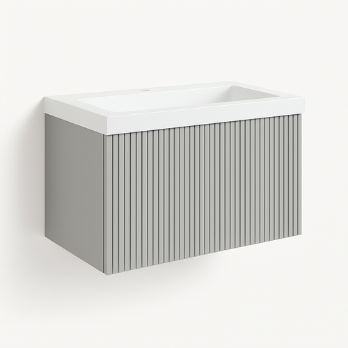 Ensemble Meuble Bari + Vasque Céramique Flat - 100 Cm Gris