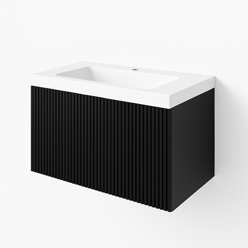 Ensemble Meuble Bari + Vasque Céramique Flat - 80cm Noir