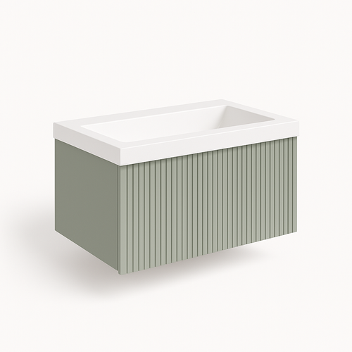 Ensemble Meuble Bari + Vasque Céramique Flat - 80cm Musgo