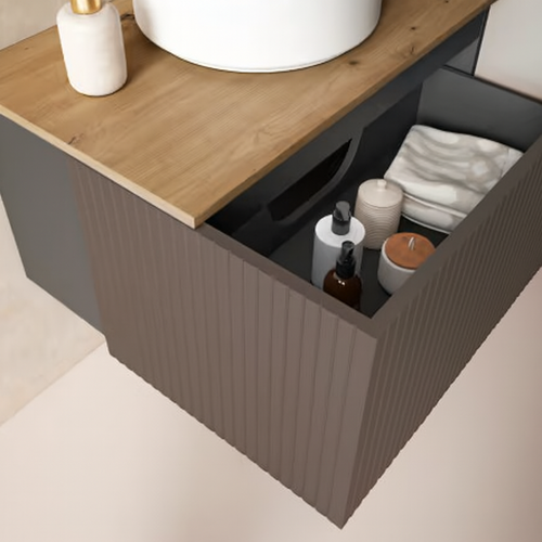 Ensemble Meuble Bari + Vasque Céramique Flat - 80cm Quarzo