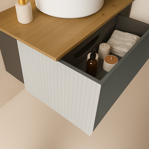 Ensemble Meuble Bari + Vasque Céramique Flat - 80cm Blanc