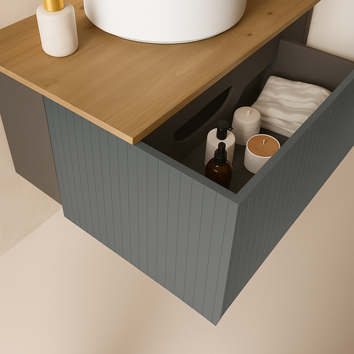 Ensemble Meuble Bari + Vasque Céramique Flat - 80cm Avio