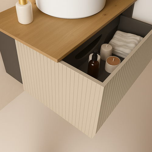 Ensemble Meuble Bari + Vasque Céramique Flat - 60cm Cotton