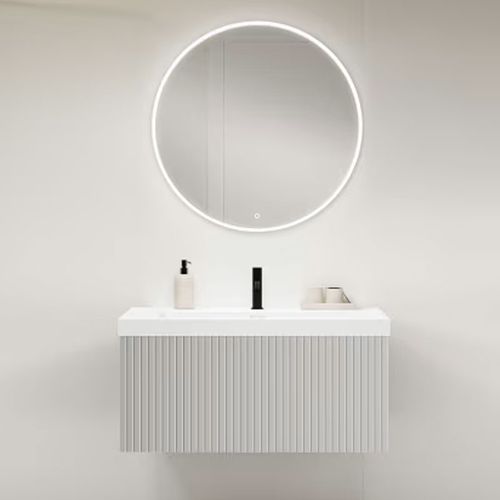 Ensemble Meuble Bari + Vasque Céramique Flat - 60cm Gris