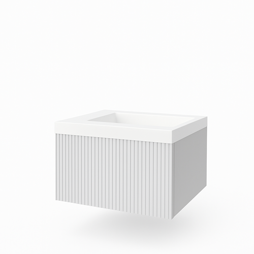 Ensemble Meuble Bari + Vasque Céramique Flat - 60cm Gris