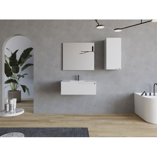Meuble De Salle De Bain 80cm Avec Cuve - 1 Tiroir - Blanc - Cadix