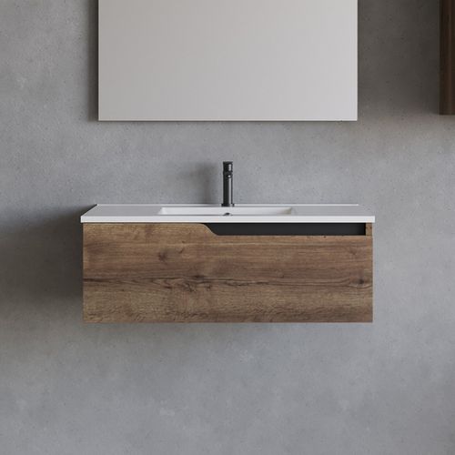 Meuble De Salle De Bain 80cm Avec Cuve - Sans Miroir - 1 Tiroir - Tabaco (bois Foncé) - Cadix