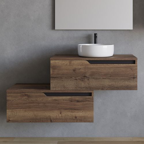 Meuble De Salle De Bain 120cm Avec Cuve - Sans Miroir - 2 Tiroirs - Tabaco (bois Foncé) - Cadix