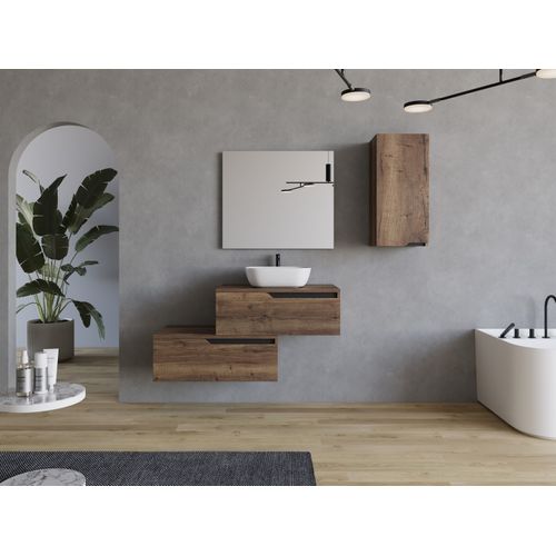 Meuble De Salle De Bain 120cm Avec Cuve - Sans Miroir - 2 Tiroirs - Tabaco (bois Foncé) - Cadix