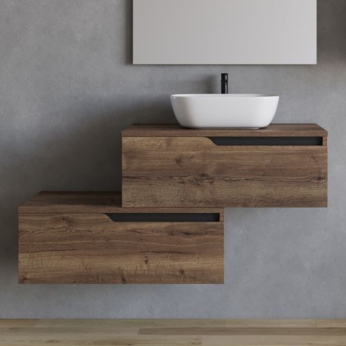 Meuble De Salle De Bain 120cm Avec Cuve - Sans Miroir - 2 Tiroirs - Tabaco (bois Foncé) - Cadix