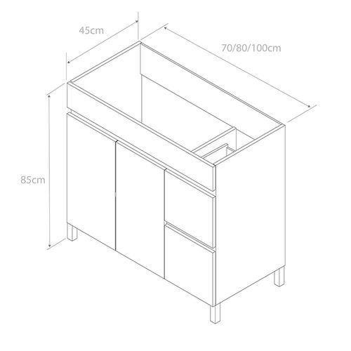 Meuble De Salle De Bain 70cm Sur Pieds Avec Plateau Et Cuve - Blanc - Haro