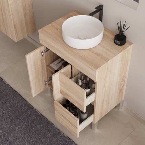 Meuble De Salle De Bain 70cm Sur Pieds Avec Plateau Et Cuve - Sans Miroir - Cambrian - Haro