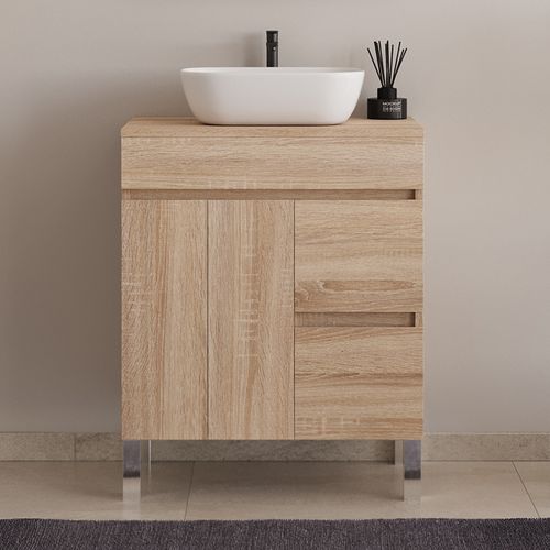 Meuble De Salle De Bain 80cm Sur Pieds Avec Plateau Et Cuve - Sans Miroir - Cambrian - Haro