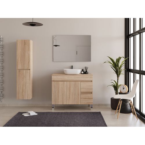 Meuble De Salle De Bain 100cm Sur Pieds Avec Plateau Et Cuve - Cambrian - Haro