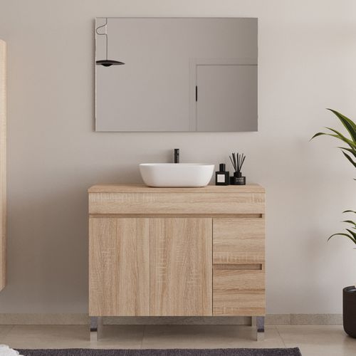 Meuble De Salle De Bain 100cm Sur Pieds Avec Plateau Et Cuve - Cambrian - Haro