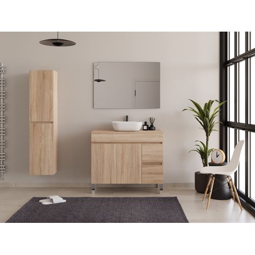 Meuble De Salle De Bain 100cm Sur Pieds Avec Plateau Et Cuve - Sans Miroir - Cambrian - Haro