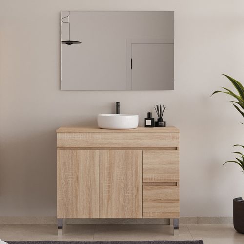 Meuble De Salle De Bain 100cm Sur Pieds Avec Plateau Et Cuve - Cambrian - Haro