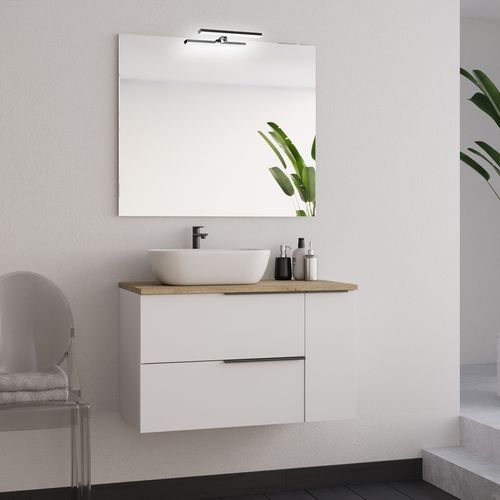 Meuble De Salle De Bain 80cm Avec Vasque à Poser Arrondie - Sans Miroir - Blanc - King