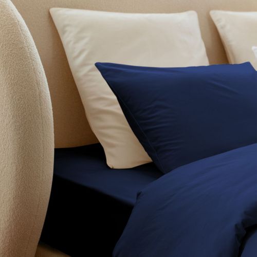 Housse De Couette 200x200cm - Bleu Nuit - 100% Percale De Coton