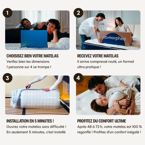 Matelas Hybride 140x200 Epaisseur 24cm - Essentiel - Soutient Ferme, Accueil Ferme