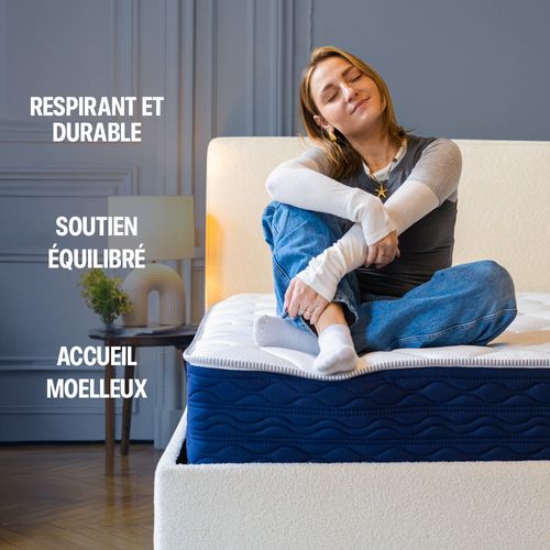 Matelas Mousse LUMEA ONE 90x200cm Accueil Mémoire De Forme Épais. 16cm