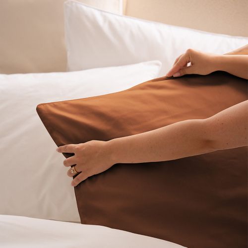 Taies D'oreillers 50x70cm - Mocca Mousse - Satin De Coton