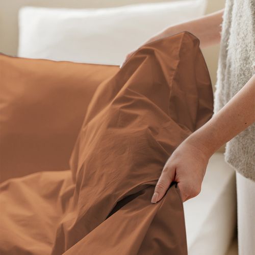 Housse De Couette 220x240cm - Mocca Mousse - Satin De Coton