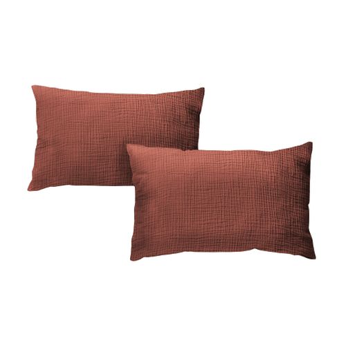 Taies D'oreillers 50x70cm - Mocca Mousse - Gaze De Coton