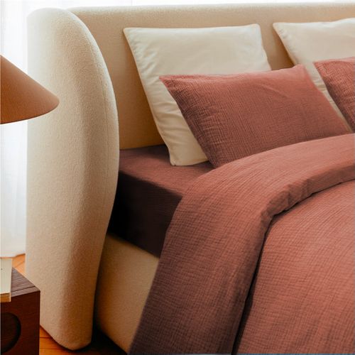 Housse De Couette 220x240cm - Mocca Mousse - Gaze De Coton
