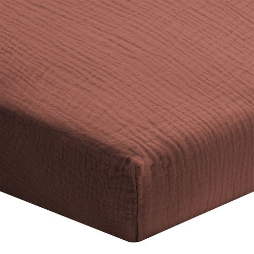 Draps Housse 160x200cm - Mocca Mousse - Gaze De Coton