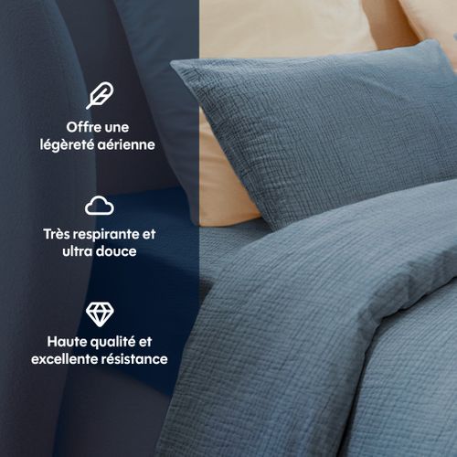 Draps Housse 180x200cm - Peach Blush - Gaze De Coton