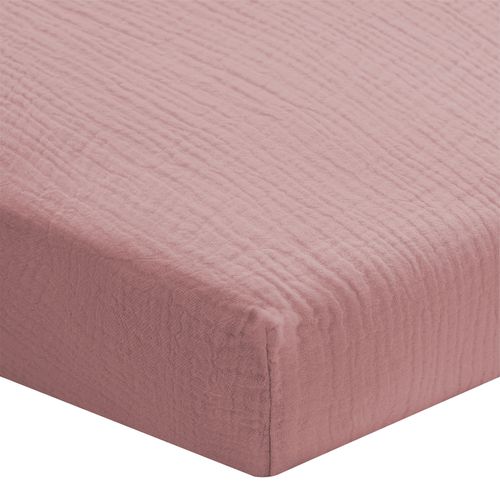 Draps Housse 160x200cm - Peach Blush - Gaze De Coton