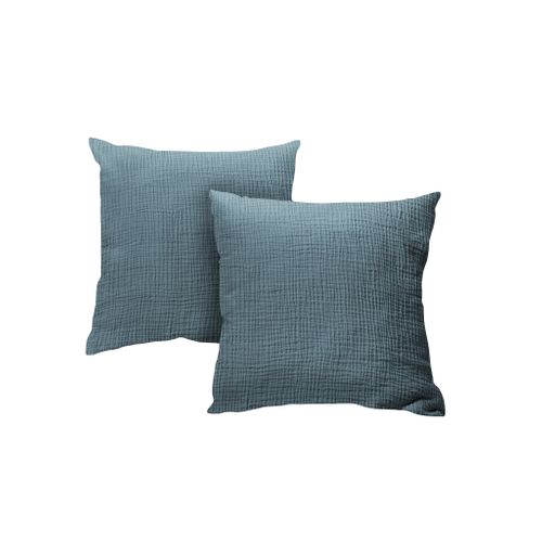 Taies D'oreillers 65x65cm - Dusty Blue - Gaze De Coton