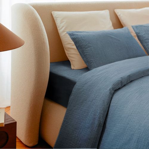 Draps Housse 160x200cm - Dusty Blue - Gaze De Coton
