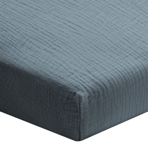 Draps Housse 160x200cm - Dusty Blue - Gaze De Coton