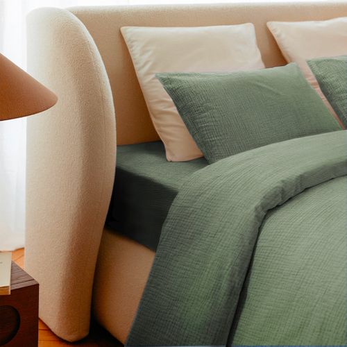 Draps Housse 160x200cm - Watercress - Gaze De Coton
