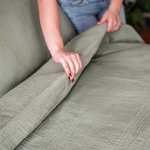 Draps Housse 160x200cm - Watercress - Gaze De Coton