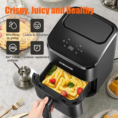 Friteuse Sans Huile 2,5 L 1000 W Écran Tactile Cuisson 360° – Blanc