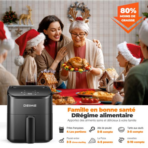 Friteuse Sans Huile 2,5 L 1000 W Écran Tactile Cuisson 360° – Blanc