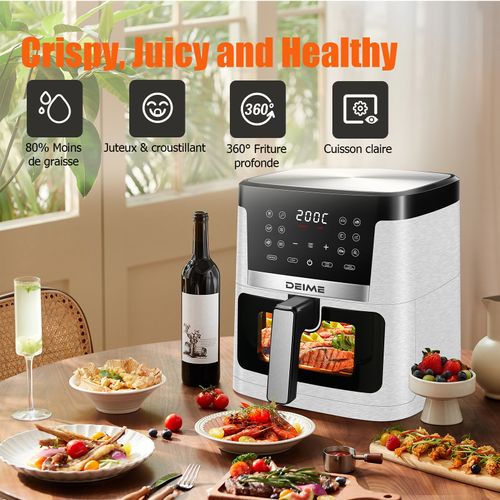 Airfryer 7 L 1800 W 12 Programmes Avec Vitre De Cuisson – Rouge Métallisé