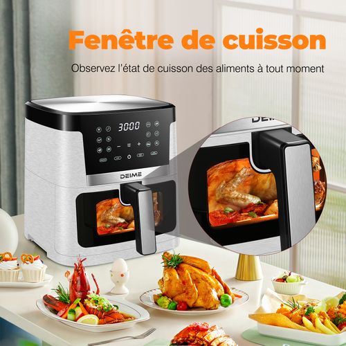 Airfryer 7 L 1800 W 12 Programmes Avec Vitre De Cuisson – Rouge Métallisé