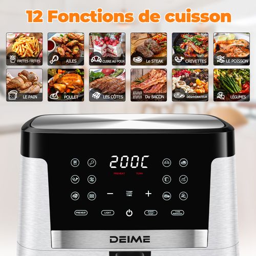 Airfryer 7 L 1800 W 12 Programmes Avec Vitre De Cuisson – Rouge Métallisé
