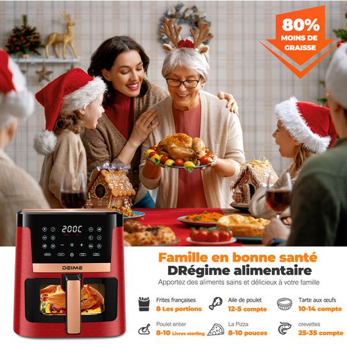 Airfryer 7 L 1800 W 12 Programmes Avec Vitre De Cuisson – Rouge Métallisé