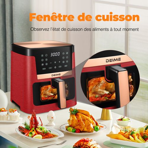 Airfryer 7 L 1800 W 12 Programmes Avec Vitre De Cuisson – Rouge Métallisé