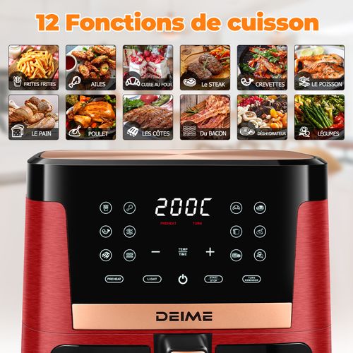 Airfryer 7 L 1800 W 12 Programmes Avec Vitre De Cuisson – Rouge Métallisé