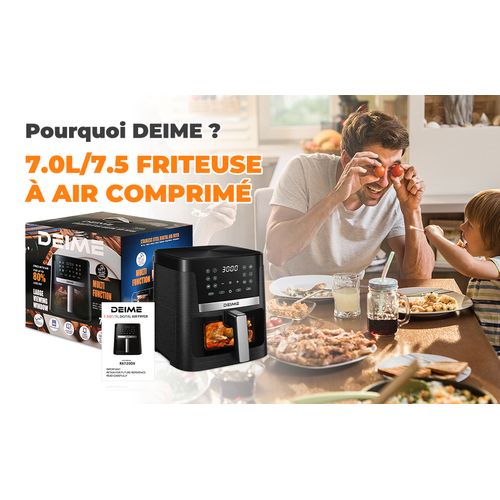 Airfryer 7 L 1800 W 12 Programmes Avec Vitre De Cuisson – Noir Métallisé